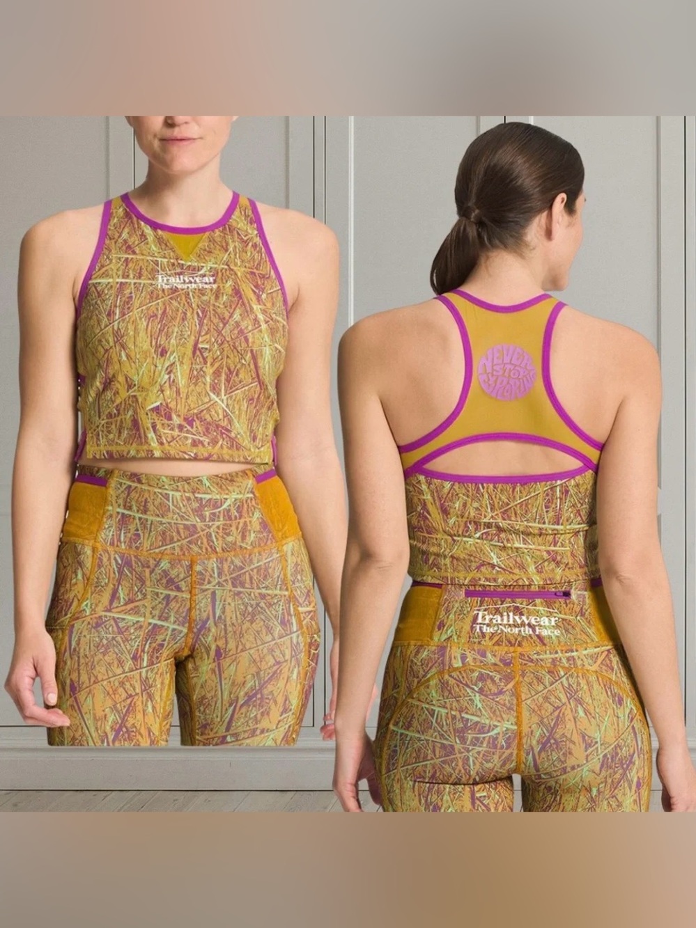 The North Face Trail Wear Grassy Camo Sports Bra Top